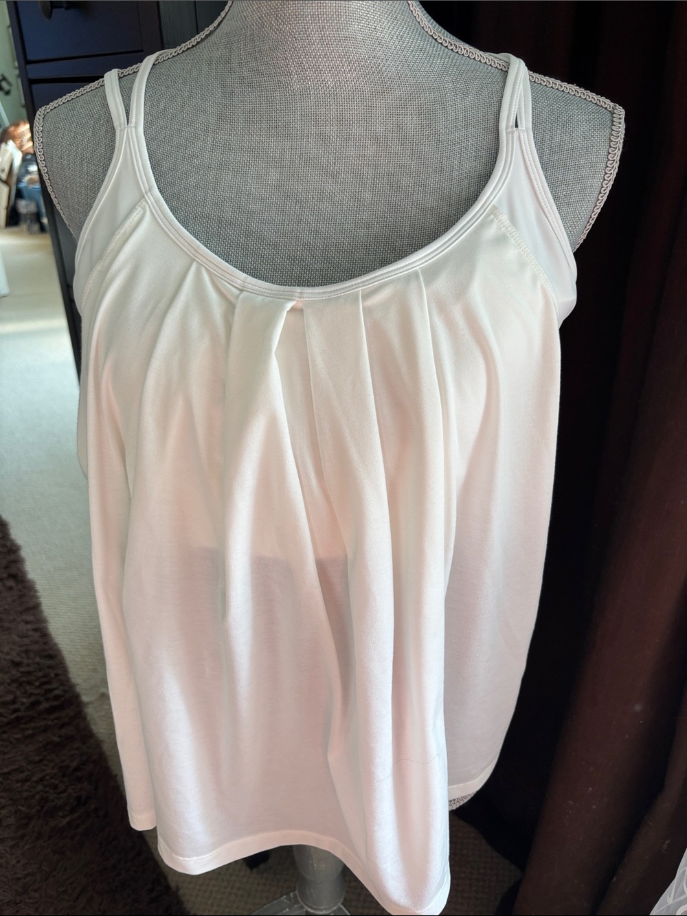 HALARA White Pleated Camisole Tank